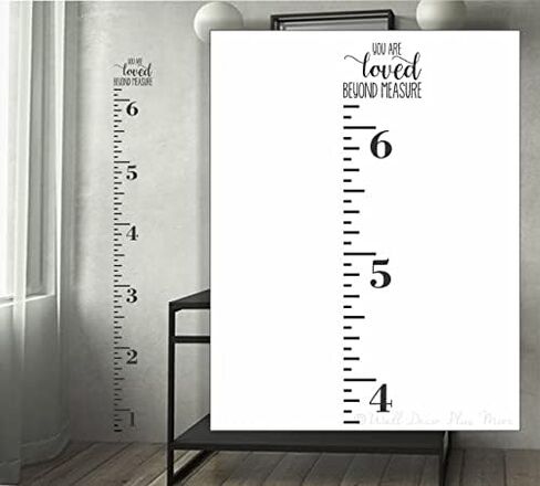 Loved Beyond Measure Vinyl Wall Art Decal Growth Chart - Kids Height Wall Chart Sticker - Kids Ruler Height Tracker in Berry in Saudi Arabia