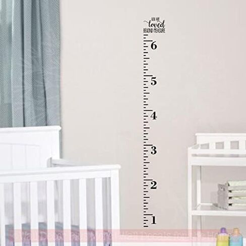 Loved Beyond Measure Vinyl Wall Art Decal Growth Chart - Kids Height Wall Chart Sticker - Kids Ruler Height Tracker in Berry in Saudi Arabia