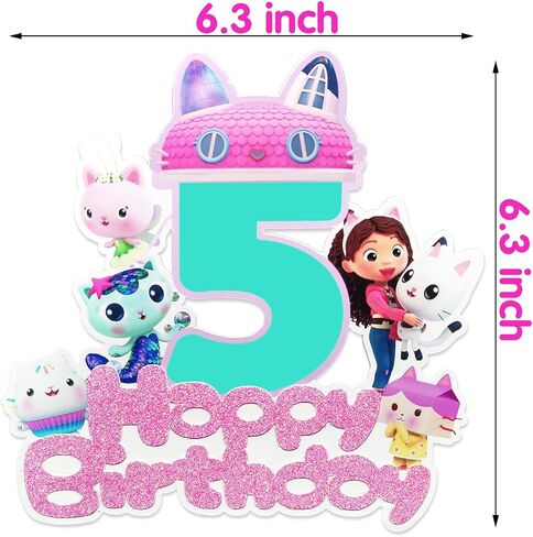 غابي كعكة توبر 5 عيد ميلاد فتاة، غابي منزل كعكة عيد ميلاد توبر 5، لطيف القط 5 كعكة الديكور لغابي دمية موضوع 5 عيد ميلاد زينة لوازم الحفلات in Saudi Arabia