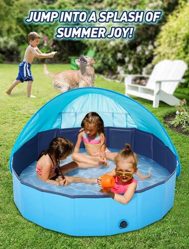 Foldable Kiddie Pool with Canopy: 48 Inches Kids Pool with Shade - Portable Toddler Baby Pool Dog Swimming Pool for Outdoor Beach Backyard in Saudi Arabia