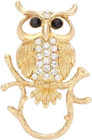 Antique Gold Crystal Owl on the Branch Magnetic Eyeglass Holder Brooch Pin Jewelry in Saudi Arabia