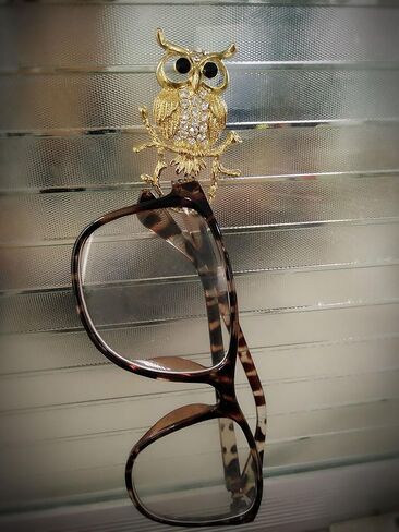 Antique Gold Crystal Owl on the Branch Magnetic Eyeglass Holder Brooch Pin Jewelry in Saudi Arabia