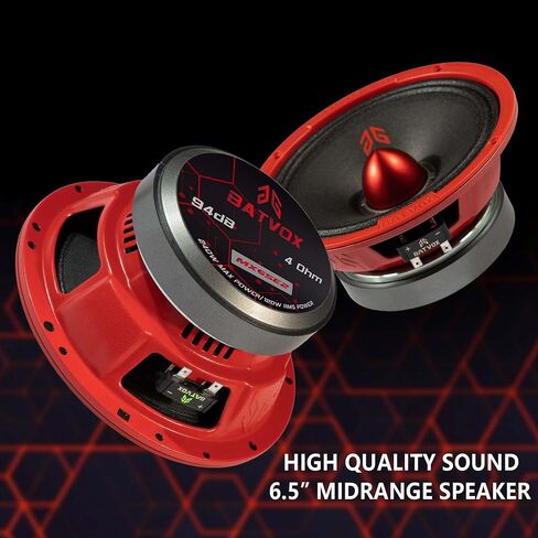 MX40P1 Loudspeaker 4 Inch Midrange 120 Watts 4 Ohms Red Dust Cap, Premium Quality Audio Door Speakers for Car or Truck Stereo Sound System, Black (2 Speakers) in Saudi Arabia