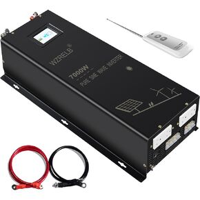 WZRELB 7000W 24V Pure Sine Wave Inverter,24 Volt DC to AC 120V 240V Split Phase Power Inverter,2*AC Hardwire Terminal,14KW Surge,High Efficiency up to 91.6%,Wireless Remote