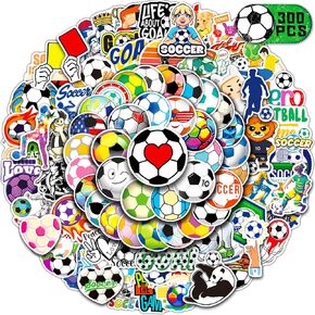300 Pcs Soccer Stickers for Water Bottles Sports Stickers Bulk for Kids Adults Boys Soccer Party Favors Decorations Gifts Fans Teams Soccer Decor Treat Goody Bags Room