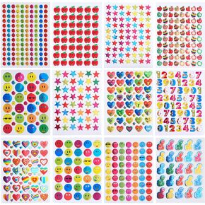 Coopay 7060 Pieces Teacher Stickers for Kids, Reward Incentive Stickers Mega Variety Pack, for Teacher Supplies Classroom Supplies Including Heart, Smiley Face, Star, Moon, Apple