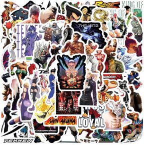 62pcs Tekken Stickers，Cartoon Anime Stickers Vinyl Waterproof Stickers, Used for Water Bottles, Skateboards, laptops, Diaries, Phones, scrapbooks, Children, Teenagers, Adult Bumper Gifts…