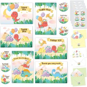 Decorably 30 Pack Glittery 4.9x3.5in Mermaid Thank You Cards with Envelopes and Stickers, 6 Sparkly Designs, Blank Inside, Baby Shower, Weddings, Birthdays