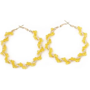 Fashion Crystal Hoop Earrings Women's Gold Plated Crystal Hoop Earring Bohemian Colorful Rainbow Crystal Wrapped Hoop Dangle Earrings for Women Girls Dainty Trendy Hypoallergenic Big Studs Earrings Jewelry