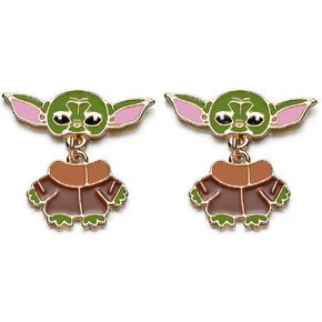 Small Baby Master Stud Earrings Girl Star Mandalorian Jewelry Green Cute Enamel Pretty Earrings Women Gift