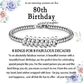 30th 40th 50th 60th 70th 80th Birthday Gifts for Women, Birthday Bracelet Jewelry for Mom Grandma Aunt Friends