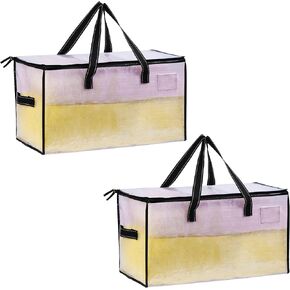 VENO 2 Pack Moving Bags, Comforter and Blanket Storage Bags for Closet, Moving Boxes, Boxes with Lids Alternative, College Dorm Packing Supplies, Foldable Heavy-Duty Tote with Window (Blue, 2 Pack)