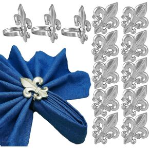 Alpha Living Home Mobius Metal Napkin Rings - Set of 12 for Dinner Parties, Weddings Receptions, Family Gatherings, or Everyday Daily Use Table Décor Accessories (Silver)