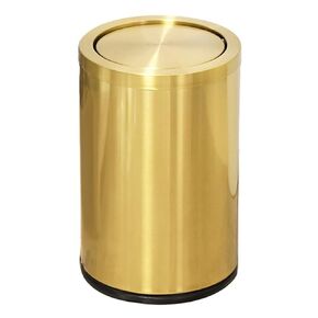 Stainless Steel Gold Trash can with Flipping Lid 2.4gallon Fingerprint-Proof Garbage cans Wastebasket Bin for Kitchen bothroom Living Room (Gold)