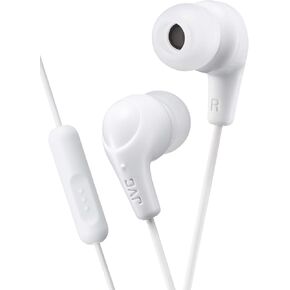 JVC Gumy Plus Earbuds with Mic and Remote for Connected Devices - Silicone Ear Pieces - White