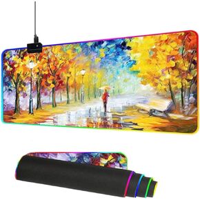 RGB Mouse Pad, Led Gaming Mousepad Large Mouse Pad Led and Big Mouse mat, Desk Mat, 14 LED Displaying Modes (31.5 x 11.8 inch) - Seashore Image