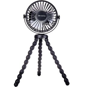 Comfort Zone Flexible Tri-Pod Stroller Fan, Rechargeable, Mini, Portable, 4 inch, 3 Speed, 2-3 Hour Charge Time, Secure Hold, Ideal for Strollers, Cribs, Car Seats, or Children’s Room, MTD08-PK