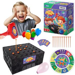 Whack a Balloon Game Bang Popping Balloon Tricky Tabletop Board Game Night for Family Party Blast Balloon Pop Game Explosion Balloon Box Toy Game for Kids and Adults