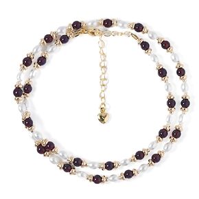 Natural Amethyst Gemstone 0.16in Bead Necklace for Women, 14K Gold-Plated Healing Necklace, Chakra Stone Crystal Necklace, Yoga Meditation Pearl Jewelry