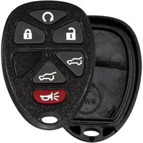1 Keyless Entry 6 Button Replacement Remote Key Fob Shell Case with Button Pad fits 2007-2014 Cadillac Escalade Chevy Chevrolet Suburban Tahoe GMC Yukon Compatible with: OUC60270 OUC60221 15913427