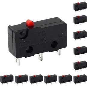 12 قطعة مفتاح حد صغير صغير، 5 أمبير 125 250 فولت تيار متردد SPDT 1NO 1NC، زر عمل سريع نوع مفتاح ميكرو مؤقت، 3 دبابيس، ذراع رافعة بمفصلة طويلة مستقيمة in Kuwait