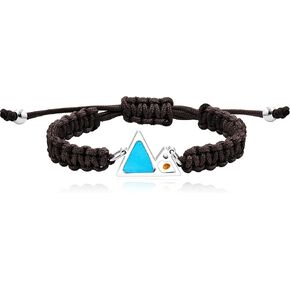 Uloveido Handmade Braided Rope Bracelets with Blue Triangle Mountain Mustard Seed Charm Unisex Mountain Bracelet