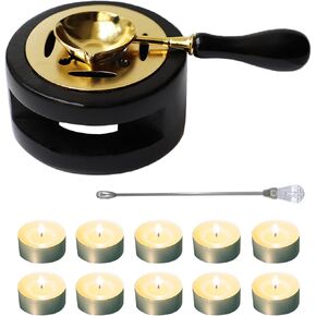 Wax Seal Warmer Furnace Kit Melting Furnace Tool Wax Seal Stamp Warmer Stand with Wax Seal Spoon & Wax Seal Stir Stick and Tealight Candles Set for Wedding Wax Envelope Seal Stamp (Dark Green) in Kuwait