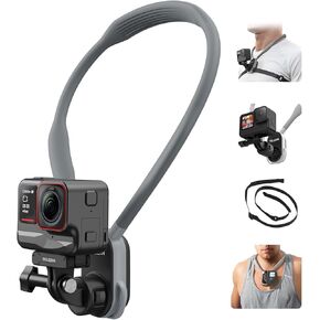 Neck Mount for GoPro | Quick Release Magnetic POV Necklace Holder Lanyard with Fixing Chest Strap for Go Pro Max 12 11 10 9 8 7 Insta360 X3 X4 Ace Pro Go3 DJI Action 3 4 Osmo Pocket 3 Accessories