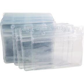 40 Pack Horizontal ID Badge Holder - Clear Thick PVC Name Tag Holder, 3.5x2.5 Inch Waterproof & Durable Work Badge Holderfor Office, Hospital, Factory (Resealable Zip)