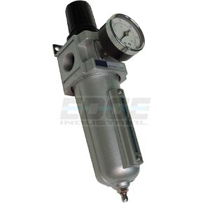 Heavy Duty Compressed AIR Filter Regulator Combo Piggyback, Metal Bowl, Visible Sight Glass, 5 Micron Element (3/4" Manual Drain)