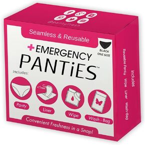 Emergency Panties 3in1 Hygiene Kit Includes Seamless Bikini Underwear, Fresh Wipe & Liner Accidents Travel On-The-Go Toiletry Kit