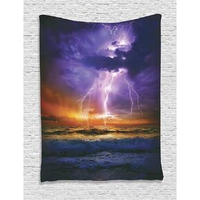Ambesonne Jurassic Tapestry, Aquatic Dinosaur the Elasmosaurus Lived During the Cretaceous Period Print, Fabric Wall Hanging Decor for Bedroom Living Room Dorm, 23" X 28", Aqua Blue