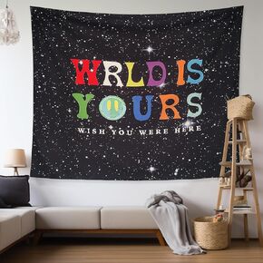 JECDEICY Starry Juice wrld Sky Rap Tapestry Night Stars Tapestry Fantasy Galaxy Artwork for Dorm Living Room Bedroom Home Decor 59.1" x 51.2"