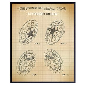 Original Superhero Patent Art Print - Vintage Wall Art Poster - Chic Home Decor for Man Cave, Kids, Boys Room, Game Room - Easy Gift for Comic Book Fans - 8x10 Photo Unframed
