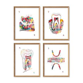 Dental Watercolor Art Prints Orthodontist Dentist Dentistry Assistant Student Wall Art Decor Gifts Dental Office Wall Art Decor Dental Hygienist Gifts 8x10 Unframed Print Set