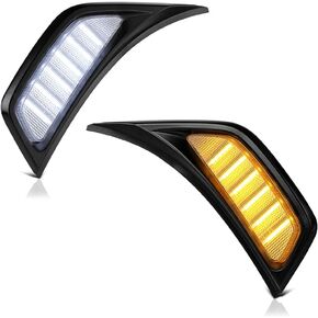 [Switchback + Sequential Turn Signal] For 2018-2023 Jeep Wrangler JL Gladiator JT White + Amber LED Front Fender Door Side Air Conditioning Vent Light Parking Lamp, Driver & Passenger Side