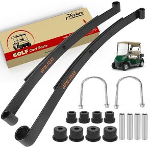 Roykaw Golf Cart Rear Leaf Spring Kit Compatible with EZGO RXV 2008-up Gas & Electric Models, Heavy Duty 2-Leaf Springs w/Bushings Sleeves U Bolts, OEM# 604494, 603498