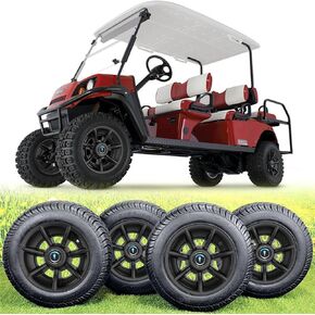 10 inch Golf Cart Wheel Covers,Improved 7 Spoke Chromed Hub Caps for Club Car/E-Z-GO/YA/Star Car/Excar,Icon and Other Models. (Matte Black)