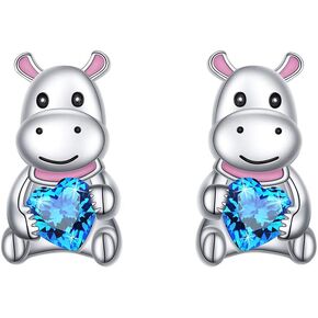 S925 Sterling Silver Cute Animal Cubic Zirconia Love Heart Stud Earrings Gifts for Women Teenager