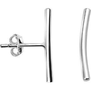 SOFIA MILANI - Solid 925 Sterling Silver Earrings for Women - Curved Bar Stud Earrings - 20724