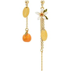 Asymmetrical earrings / Vitage earrings for women 2021/ Enamel earrings/ orange earring, x-ed33401, 18K gold+ Orange color