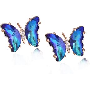 Colorful Butterfly Stud Earrings for Women Enamel Statement Cubic Zirconia Butterfly Jewelry Gifts