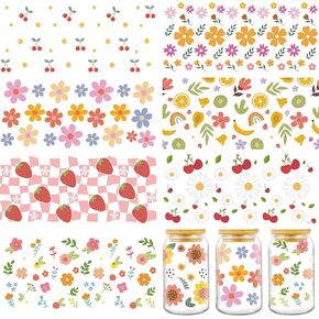 AFRITEE UV DTF Cup Wrap - 8 Sheets Summer ALOHA Style UV DTF Cup Transfer Sticker, Summer, Beach, Flamingo, Tropical Plant Pattern for 16 oz Water Bottle Wipeable Sticker