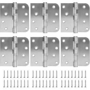 3 Pack Ball Bearing Door Hinges, 4 Inch x 4 Inch Heavy Duty Stainless Steel Door Hinges with Square & 5/8'' Round Radius Corner for Exterior & Interior Doors, Black