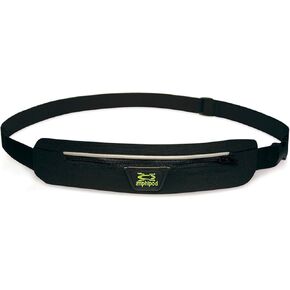 Amphipod AirFlow MicroStretch Belt, Ultra-Light Minimalist Runners Waist Pack Bag for Running, Jogging, Men & Women - Black/Silver - L