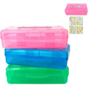 Blue Pencil Case, Pencil Box, Plastic Pencil Box, Clear Pencil Case, Crayon Box, Plastic Pencil Case, Pencil Box Organizer, Hard Pencil Case, Clear Pencil Box, Large Pencil Case,Blue Pencil Box 1 Pack