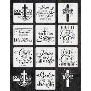 10 PCS Christian Faith Stencils with Quotes and Bible Verses, Stencils Inspirational Word,Painting Stencils Inspirational Word Painting on Wood,Canvas,Walls, Furniture,Porches,Front Doors 8 x 8 Inch