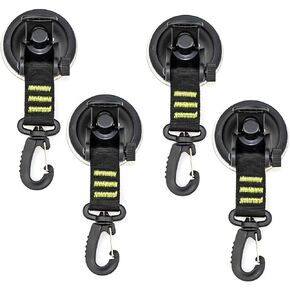 4PCS Heavy Duty Suction Cup with Hooks, Suitable Car Camping Tie Down Tarp Accessoryr for Awning Boat Camping Trap.