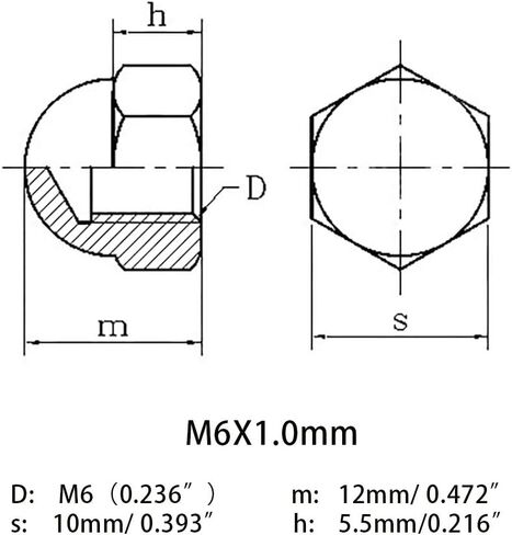 M6X1.0mm 304 Stainless Steel Left Hand Thread Hex Acorn CAP Nuts Decorative Nut Caps Reverse Nuts 10pcs in Saudi Arabia