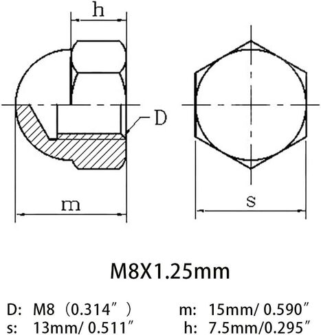 M6X1.0mm 304 Stainless Steel Left Hand Thread Hex Acorn CAP Nuts Decorative Nut Caps Reverse Nuts 10pcs in Saudi Arabia